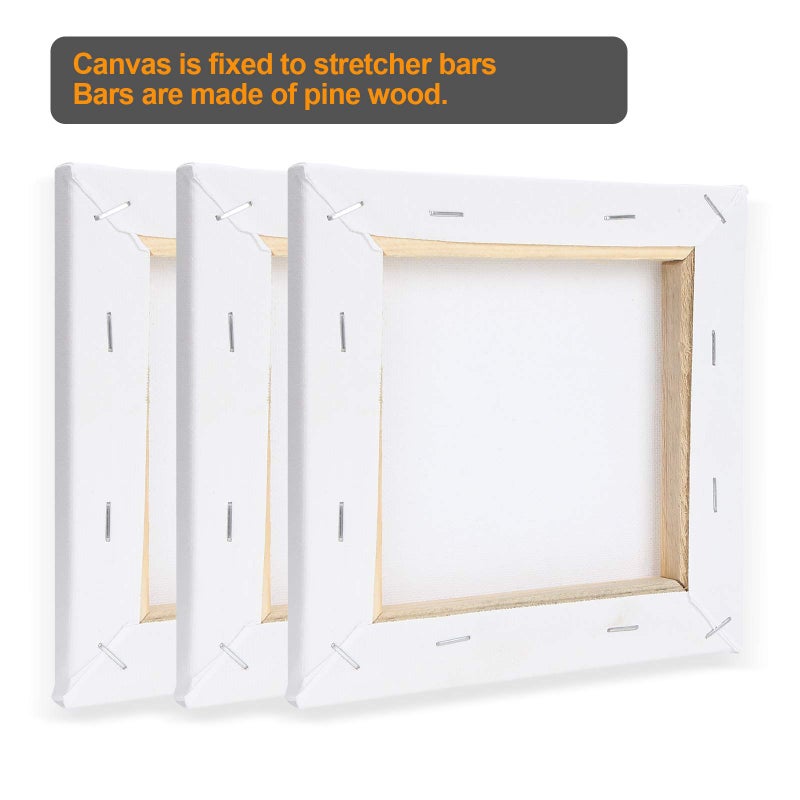 STARVAST Mini Canvas Panels 6 x 6 inch Pack of 24, STARVAST Cotton Pre-Stretched Small Canvas Boards Blank Canvases for Paintings Craft Small Acrylics Oil Art Projects - Image 4
